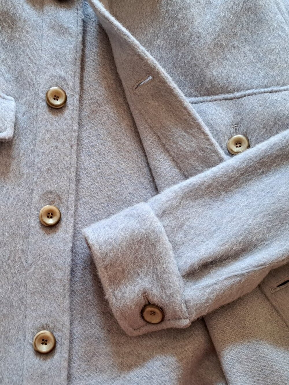 TUCK SHOP TRADING CO. Oversized Cottage Coat, wool blend, pale blue, sz M - Picture 6 of 8